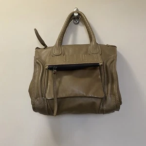 JAMIN PUECH Taupe Soft Leather Tote Bag Front Fold Zip Accent Pocket - Picture 1 of 10