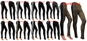 NEW WOMENS LACE SIDE PANEL FULL LENGTH LADIES LEGGING JEGGING SIZE 8 10 12 14 16 - Picture 1 of 8