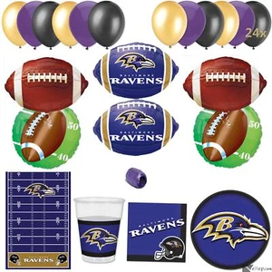 Deluxe 8 Guests 64pc Football Decoration Pack, Purple Gold Black - Picture 1 of 3