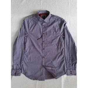 A|X Armani Exchange Men Small Slim Fit Plaid Button Shirt Long Sleeve Maroon Red - Picture 1 of 8