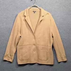 Talbots Sweater Blazer Women 2X Thick Knit Camel Plus Sophisticated Professional - Picture 1 of 12