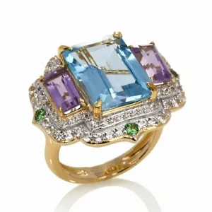 Anello Meher's Gioielli Meher's 10,87 carati Topazio Blu Ametista e Zircone Bianco Taglia 5, 6 e 10 - Foto 1 di 3