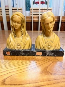 FIGURAS DE MARÍA Y JESÚS SOBRE FINAS BASES DE MÁRMOL ITALIANO 5 1/2" - Imagen 1 de 11