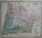 LANDES, MONT-DE-MARSAN, FRANCE, original antique map, Lorsignol, Le Vasseur 1877