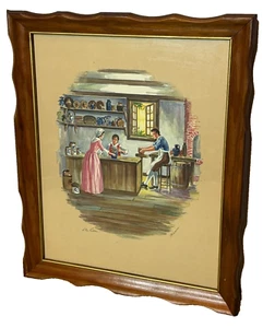 Vintage Morris & Bendien American Colonial The Potter Pilgrim Print 11x14 Framed - Picture 1 of 8