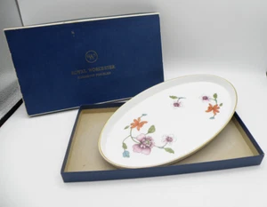 Royal Worcester ASTLEY Porcelain Oblong Tray 11 5/8" Gold Trim Flameproof in Box - Picture 1 of 16