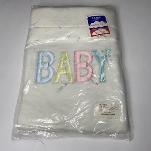 NEW Retro Vintage Quiltex Baby Blanket Satin Edge Trim 100% Acrylic Unisex - Picture 1 of 6