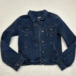 Women’s Levi’s Classic M Jean Jacket Trucker Youth Teen Dark Wash - Picture 1 of 5