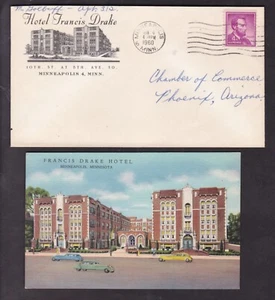 HOTEL FRANCIS DRAKE & POSTCARD 1960, MINNEAPOLIS, MINN. - Picture 1 of 2
