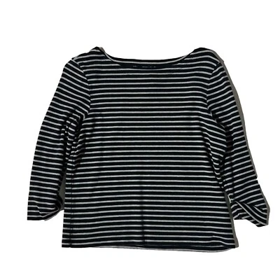 Blusa vintage Jones Wear para mujer negra a rayas manga larga cuello redondo talla mediana Foto 1 de 4