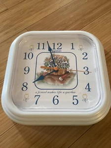 Ingraham Square Retro Plastic Wall Clock Farmhouse Floral Garden - Picture 1 of 7