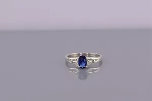 Anillo solitario de plata esterlina de 6 mm de corte ovalado corte con banda arremolinada talla 925 - Imagen 1 de 8