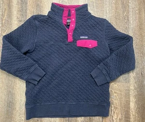 Suéter Patagonia Para Mujer Talla M Azul Algodón Edredón 1/4 Presión T Botón Pullover - Imagen 1 de 5