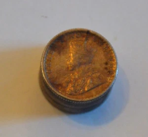 INDIA .925 SILVER COIN STACK RUPEE SCREW LID BOX/ PILL BOX 1914-1919 2 - Picture 1 of 4