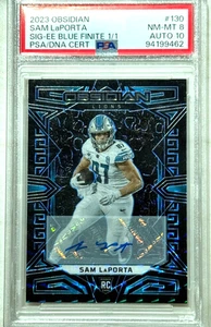 2023 Panini Obsidian Sam Laporta Rc 1/1 Blue Finite PSA DNA 8 10 Detroit Lions - Picture 1 of 2