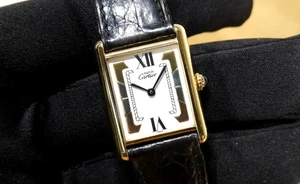 CARTIER 23 x 30 mm TANK Vermeil 925 Silber 590005 TRINITY Quarz gold pl FULL SET - Bild 1 von 11