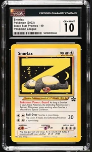Tarjeta Pokémon CGC 10 GEMAS COMO NUEVA Snorlax 49 "Z" LEAGUE Black Star Promo 044 - Imagen 1 de 2