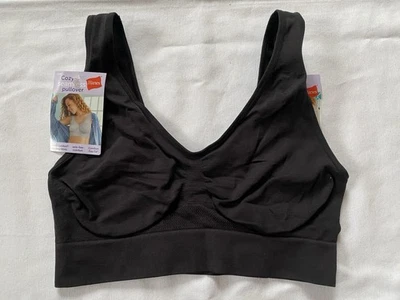 Hanes Women’s Small Seamless Pullover Bra Black Cool Comfort Wire-Free Support - Image 1 of 4