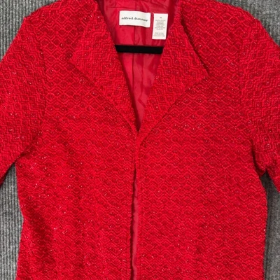 VTG Alfred Dunner Womens 10 Red Blazer Jacket Embellished Sparkle Holiday Party - Image 1 of 4