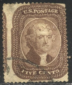 U.S. #29 Used - 5c Brown ($325) - Picture 1 of 1