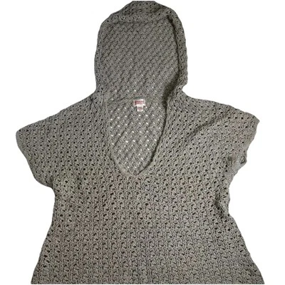 Mossimo Women's Hoodie Sweatshirt Size XXL Crochet Gray Short Sleeve Pull Over - Image 1 of 4