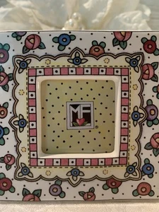Vintage Mary Engelbreit Flowers Pink Picture Frame Ceramic Square Small - Picture 1 of 14