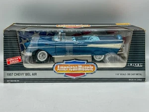 American Muscle 1957 Chevrolet Bel Air 1:18 Diecast Car Blue ERTL NIB - Picture 1 of 7