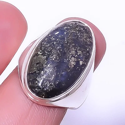 Marcasita - Anillo solitario de plata de ley 925 con piedras preciosas de la mina Callahan s.8.5 A373 Foto 1 de 4