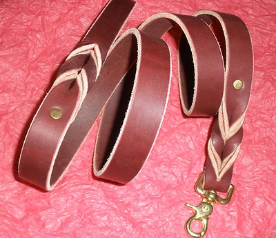 CORREA DE CUERO PARA PERRO, 1" X 5'-2", X- HECHA A MANO EN EE. UU., BROCHE DE TIJERA DE LATÓN MACIZO Foto 1 de 4