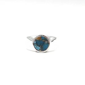 moderner 925 Silber Herren Schmuck Ring Türkis Bandring Siegelring 22.0mm / 69 - Picture 1 of 14