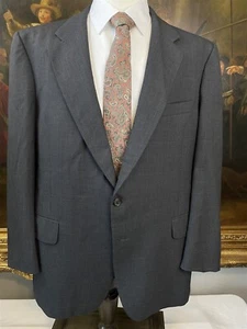 VTG Burberrys 46R Bespoke USA MADE Dark Gray Check 100% Wool 2Btn Blazer Jacket - Picture 1 of 10