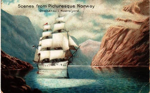 nvv 55 - 1906 GNEISENAU a Naerofjord (Veliero norvegese) cartolina VG FP - Imagen 1 de 2