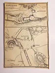 EURYELOS SYRACUSE SICILY Italy map 1913 Wagner & Debes Leipzig Geograph 4x6" - Picture 1 of 2