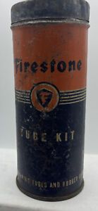 Vintage 1950s Firestone Tire Patch Repair Kit Gas & Oil Advertising Can
