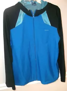 Reebok Blue Black Full Zip Hooded Mesh LinedPolyester Athletic Jacket Size L EUC - Picture 1 of 4