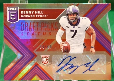 2018 Elite Status /49 Red Die-Cut KENNY HILL #265 TCU Rookie Auto - Image 1 of 3