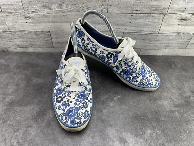 Tênis Keds Feminino 7 M Azul Branco Lona Casual Conforto Caminhada - Imagem 1 de 4
