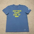Life Is Good T Shirt Mens Size S Blue Short Sleeve Crew Neck Keep Sunny Side Up