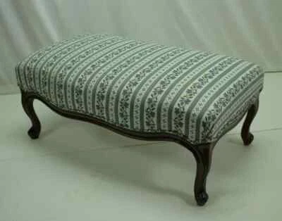 Charming Country French Footstool With New Blue Floral Upholstery - Image 1 of 4