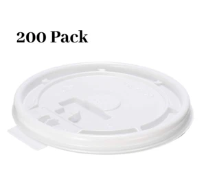 200 Pack - 90mm White Flat Tear Back Lids for Hot Cup, Coffee Cup, Paper Cup - Picture 1 of 4