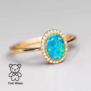 Ovaler australischer Doppelopal Halo Diamantring 14 Karat Gelbgold - Bild 1 von 9