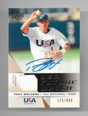 175/899 tony wolters 2009 upper deck usa future watch autograph game jersey auto - Image 1 of 2