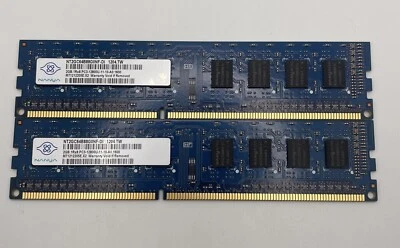 4GB 2x2GB PC3-12800 DDR3-1600 NANYA NT2GC64B88G0NF-DI Desktop Memory Kit BLUE - Image 1 of 3