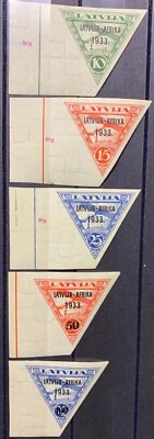 Letonia, Letonia, Sc C9-13; Mi 220-224, "Letonia-África" MLH/* Air Post/Flugpos Foto 1 de 2