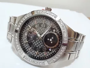 Silver Chunky Hip Hop Crystal Geneva Wrist Watch Bracelet NEW - Picture 1 of 5