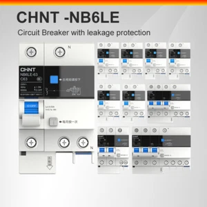 CHNT NB6LE Circuit Breaker 1/2/3/4 Pole AC 16-63 AMP Leakage Protection Din Rail - Picture 1 of 10