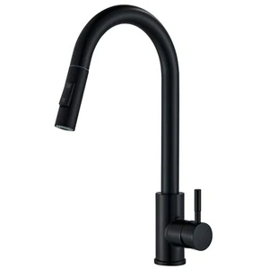 Black Kitchen Faucet Pull Down Sprayer 360° Swivel Sink Mixer Taps Single Handle - Picture 1 of 10