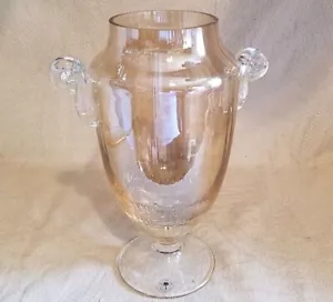 BOMBAY COMPANY VASO VETRO VINTAGE URNA AMBRA IRIDESCENTE MADE IN POLONIA 12" - Foto 1 di 12
