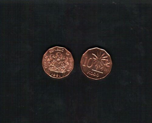 Nigeria 10 KOBO KM-12 1991 Palm Tree Coat of Arm UNC Nigerian WorldCurrency Coin