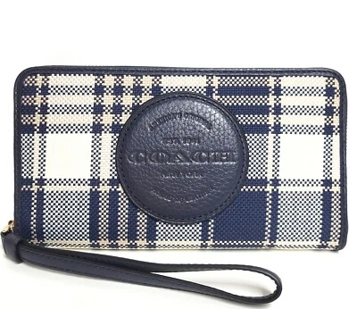 Carteira Coach grande telefone com zíper jardim xadrez ouro meia-noite multi jacquard nova com etiquetas - Imagem 1 de 4